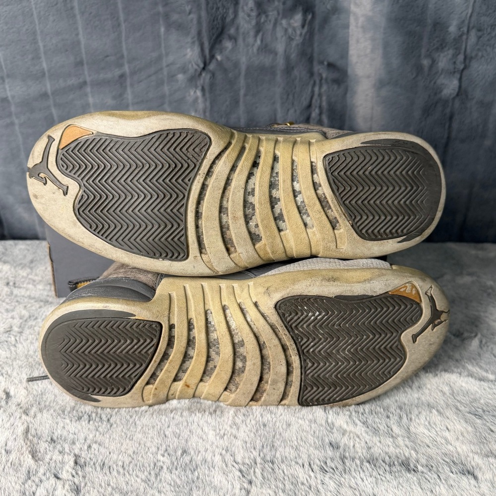 Jordan 12 Retro Dark Grey Wolf Grey Gold Mens Basketball Shoes 130690-005 Size 9 - Picture 10 of 11